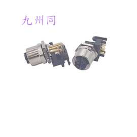 X-code弯针板端母头座子M12防水X型90弯头千兆网络连接器耐温防水
