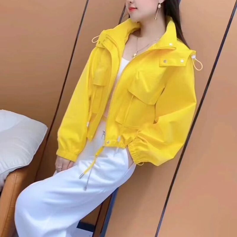 2025新款休闲上衣春秋季冲锋衣短款外套宽松百搭夹克连帽外套女|undefined