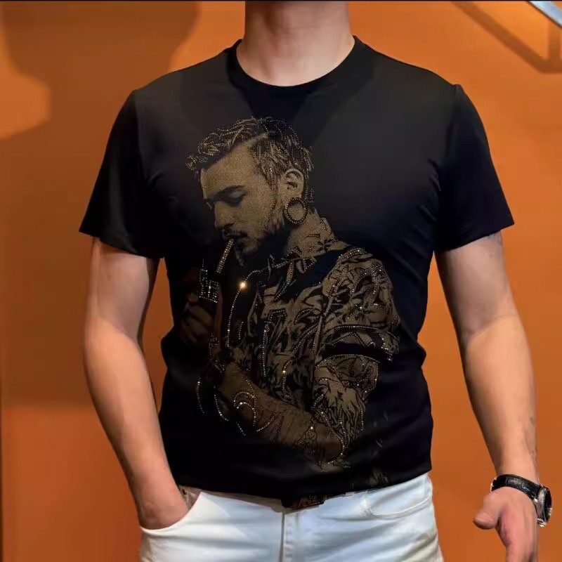 Men's 2025 New Popular European Style Versatile Short-Sleeved Men's Tops Light Luxury Fashion Casual Stylish Trendy Slim Fit