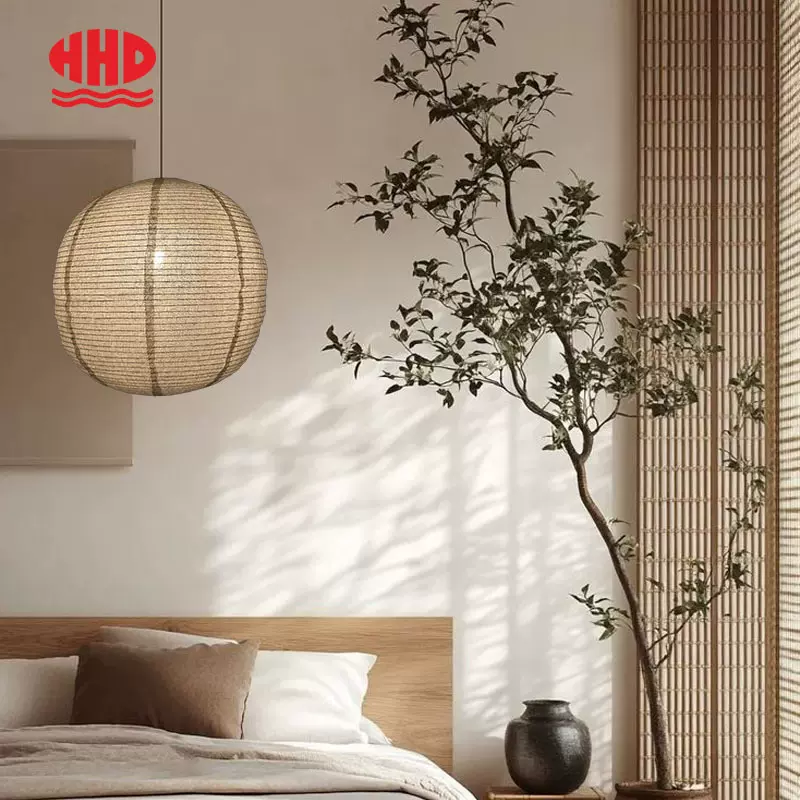 侘寂风棉麻餐厅吊灯日式简约设计师装饰艺术本白可折叠布灯家居