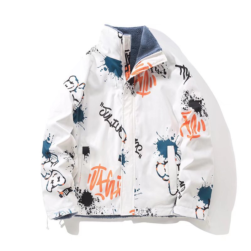 De doble cara de algodón acolchado abrigo de los hombres de invierno de la escuela secundaria estudiante de moda guapo espesado de algodón acolchado abrigo de lana de cordero de la Juventud más abrigo de terciopelo