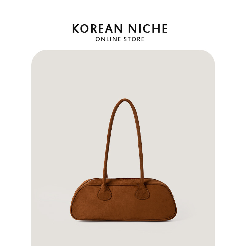 New Niche Design Suede Baguette Bag For Women, Fashionable Versatile Soft Touch Retro Plush Handbag Shoulder Bag