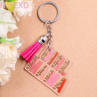 Cross-Border New Girl Boy Keychain Mother's Day Gift Transparent Acrylic Tassel Exquisite Keychain