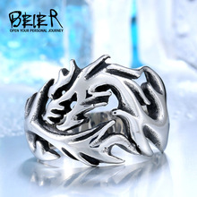 beier时尚不锈钢饰品批发 欧美外贸男士戒指 钛钢龙戒 龙形戒指
