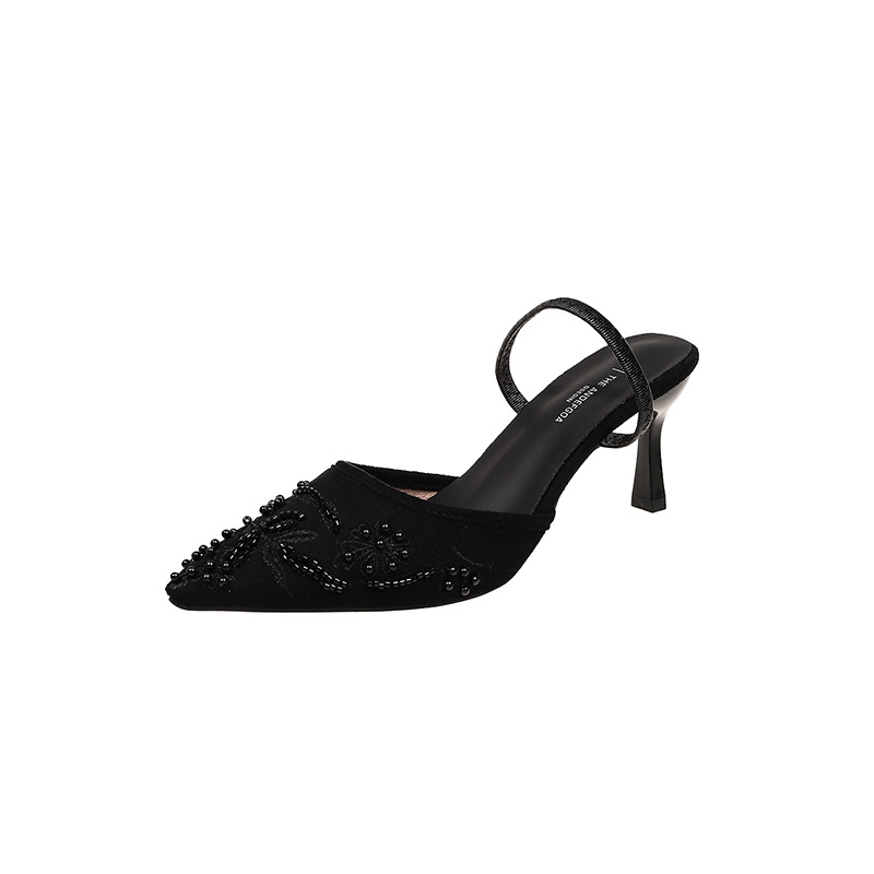 Sandalias de Tacón Alto de Malla Bordada de Tela y Caucho con Punta Fina para Fiestas y Verano image 6