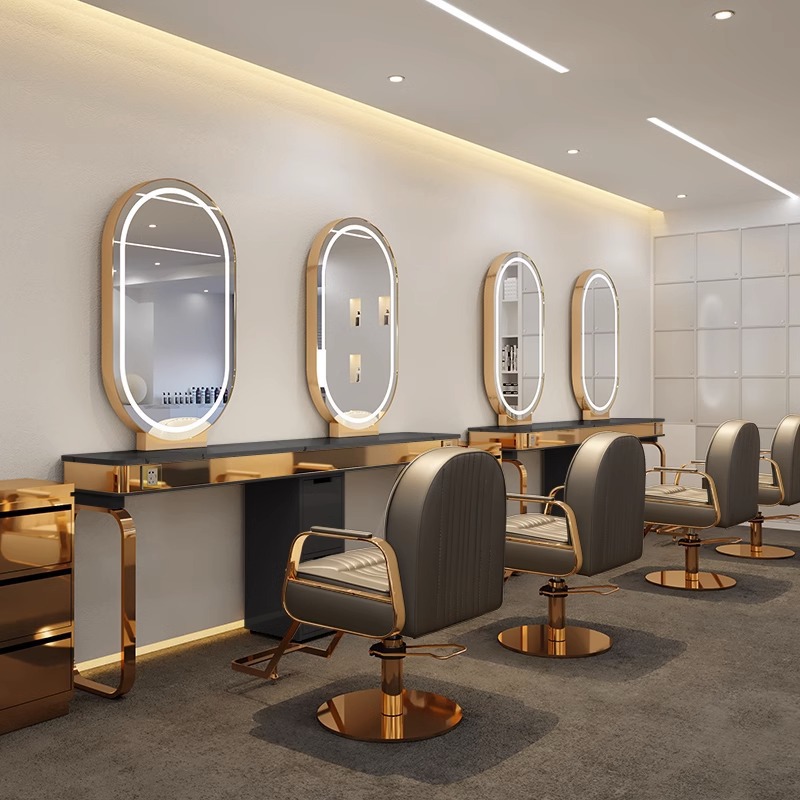 Espejo de barbería en línea, espejo de cabello único, espejo de salón de cabello especial, espejo de piso de doble cara, fábrica de moda