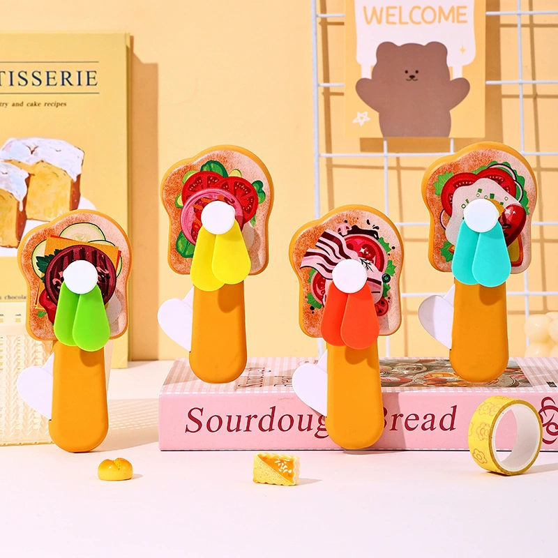 Детский вентилятор Тост Мультфильм на открытом воздухе Маленькие игрушки для индустрии общественного питания Вентилятор Подарки Мини ручной нажимающий маленький вентилятор