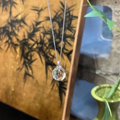 S925纯银水晶球形吊坠女天然冰透玉石项链女轻奢新中式锁骨链厂家