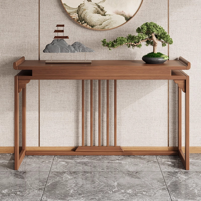 Solid Wood Foyer Table, New Chinese Style, Simple and Light Luxury, Zen-Inspired Entryway Console Table, Narrow Model for Living Room Entrance