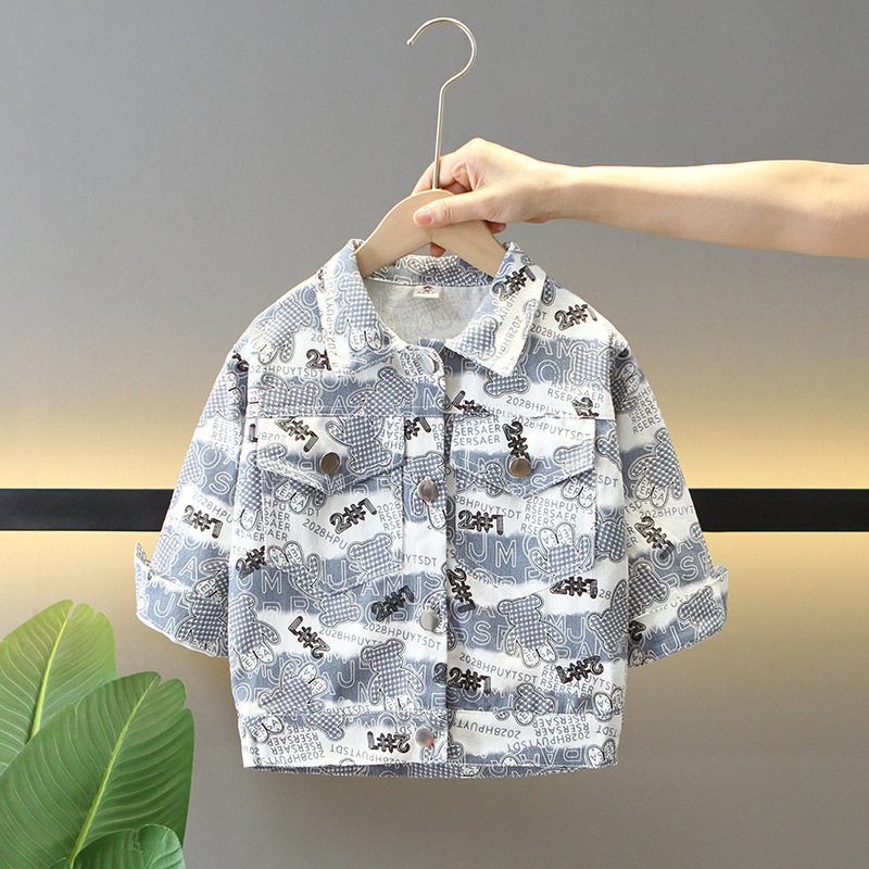 5866 chaqueta de niño 2024 nueva ropa de primavera y otoño para niños estilo occidental casual otoño moda chaqueta de bebé marea