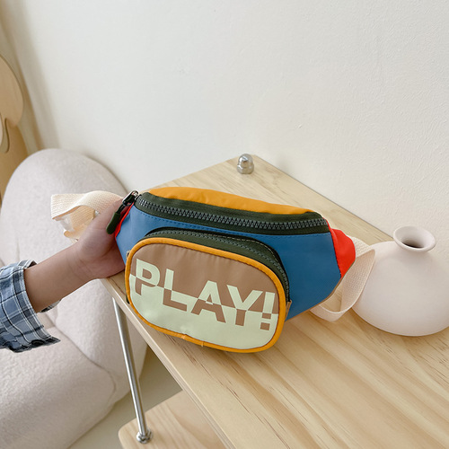 Japanese and Korean trendy boys' waist bags, fashionable and functional children's chest bags, design letter shoulder crossbody bags wholesale