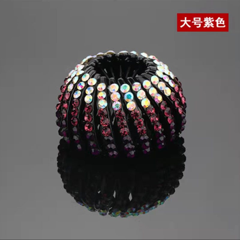 Corea del Sur corbata femenina alta Cola de Caballo Nido de Pájaro anillo de pelo clip de rhinestone horquilla tocado todo partido updo cabeza de bola fija