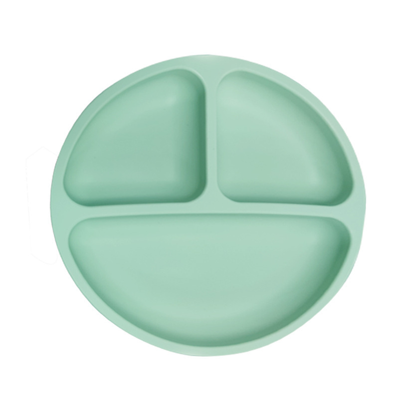 Silicona bebé cena placa redonda cara sonriente vajilla de silicona de los niños plato de cena de silicona suplemento de alimentos para bebés plato de cena del compartimiento