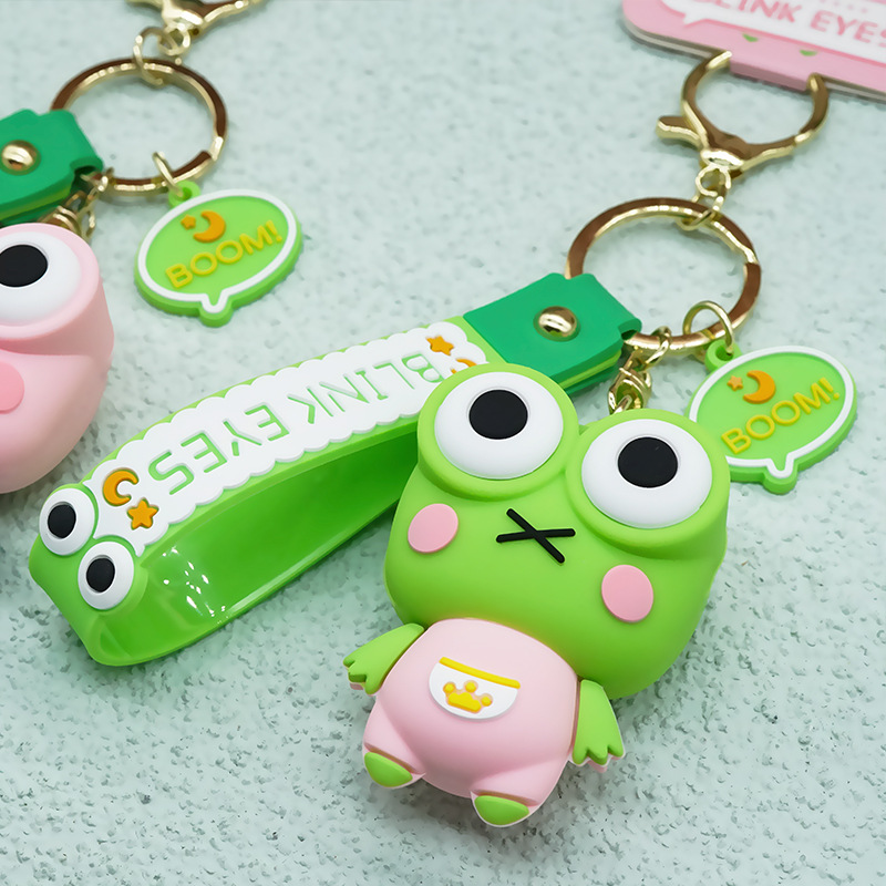 创意解压爆眼青蛙钥匙扣 卡通钥匙扣挂件公仔包包挂饰钥匙扣批发