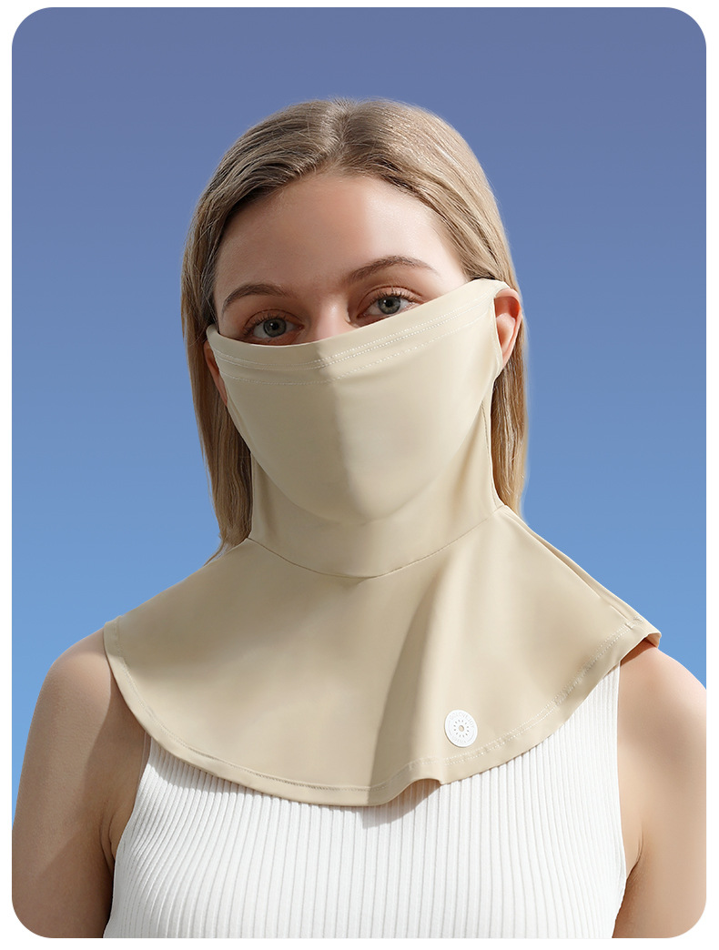 Ice Silk Sunscreen Mask for Women's Summer Outdoor Cycling Sunshade, UV Protection, Breathable Neck Protection Headband_voghion.com