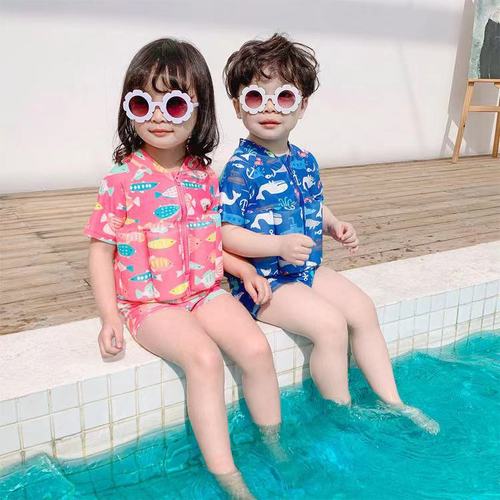 Kids Buoyancy Wetsuit Surfing Suit Unisex Bodysuit Swimwear Cartoon Straight Leg Cute Baby Swimwear