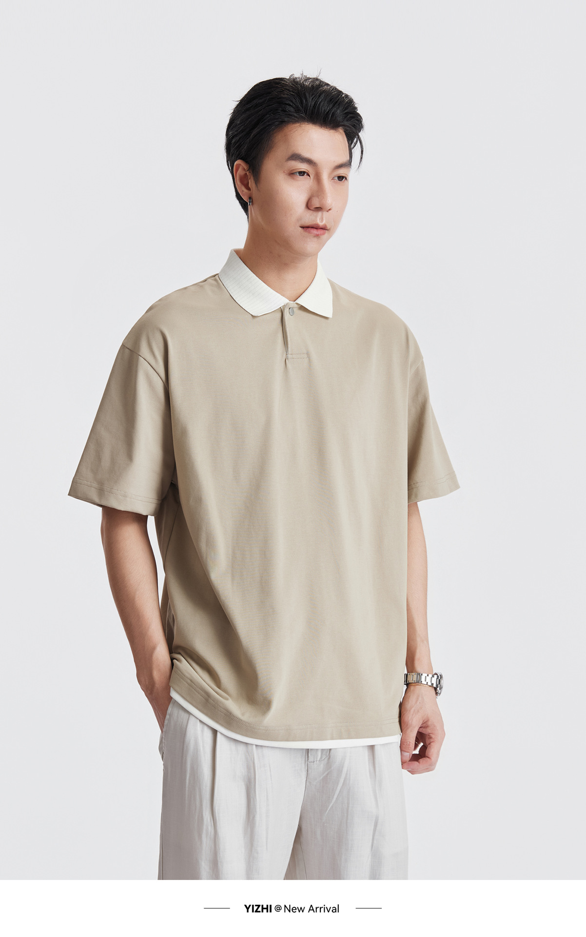 Áo Polo Nam Cổ Bẻ Phong Cách Cổ Điển, Chất Liệu Cotton Thoáng Mát, Form Rộng Vai Xuôi — màu sắc chi tiết 16