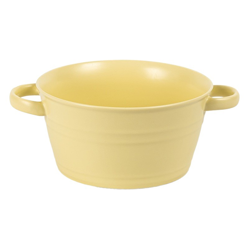 Cuenco de doble oreja grande súper práctico, tazón de sopa grande grueso de cerámica, tazón de verduras, tazón grande, tazón de fruta, tazón de olla picante