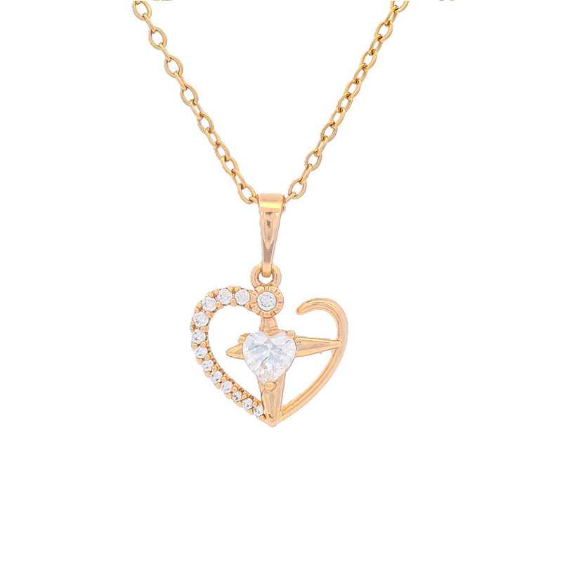 Xuping Commuter Love Collar Mujer Verano Diseño de nicho de lujo ligero Cadena de clavícula de moda de circón en forma de corazón de alta gama