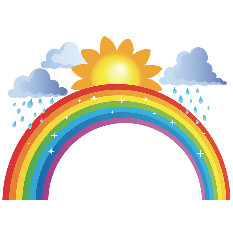Rainbow Cloud Rain Sun Children's Wall Sticker display picture 8