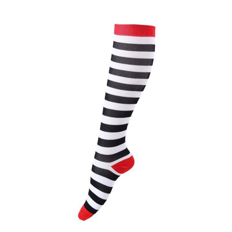 Compression Running Socks, Unisex Jacquard Knee-High Socks, Multiple Patterns, S/M & L/XL