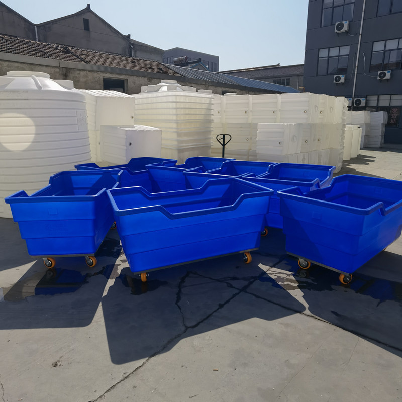 华社高端塑料布草车500L干湿洗衣运输推布车滚塑异形加工