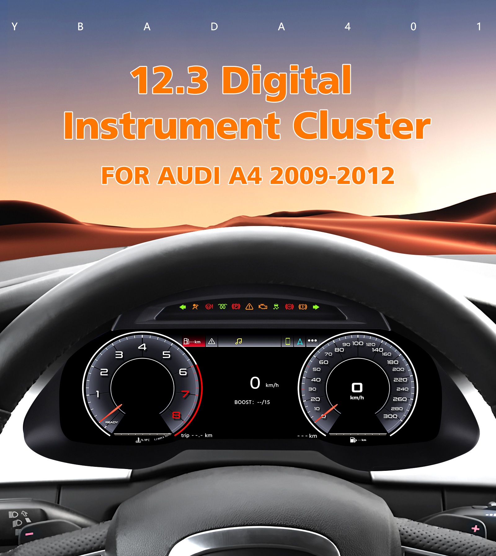 12.3inch Suitable for 09-12 Model Audi A4 Dashboard Modification with Carplay Function Full Lcd Dashboard