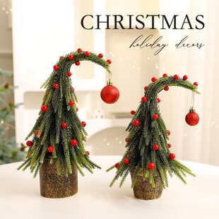 Amazon New Crooked Neck Christmas Tree Ornaments DIY Christmas Decoration Elbow Christmas Tree Potted Plant Ornaments