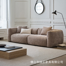 大白沙发小户型法式复古棕色奶油风大平层客厅莫语直排布艺沙发