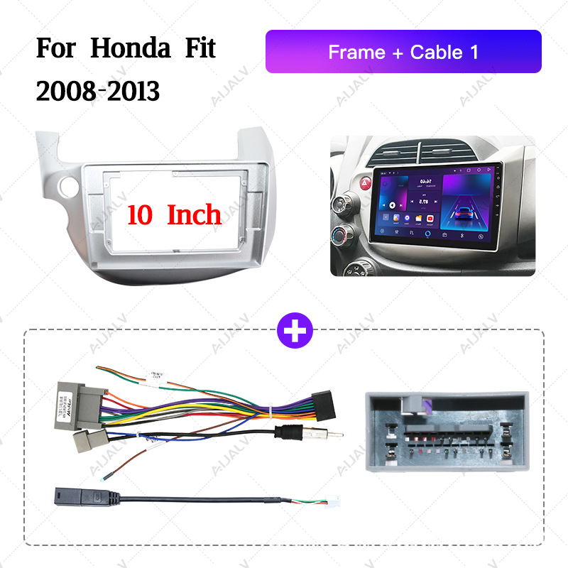 Factory Direct Sales Car Frame Suitable for Honda 2008-2013 Fit 10inch Left-Hand Drive Silver Android Navigation Panel