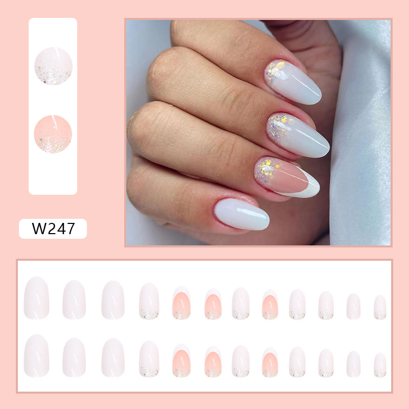 Stylish Press-on Nails Whitening Effect False Nails 24 Pieces Set_voghion.com