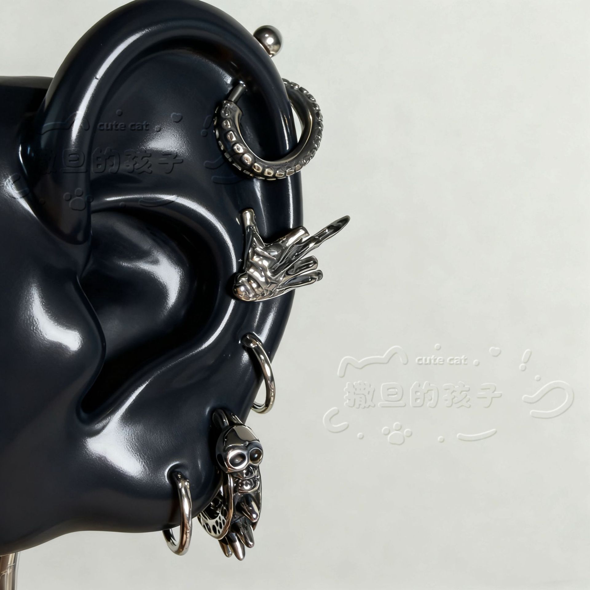 Pointed labret stud close-up product detail