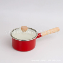 日式14cm搪瓷奶锅 珐琅奶锅 宝宝辅食锅 泡面锅 片手锅