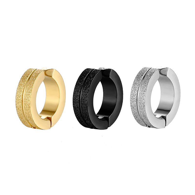 Cross-border titanium steel frosted ear clip stainless steel ear clip hip-hop punk men's personality earrings earrings manufacturers for sale