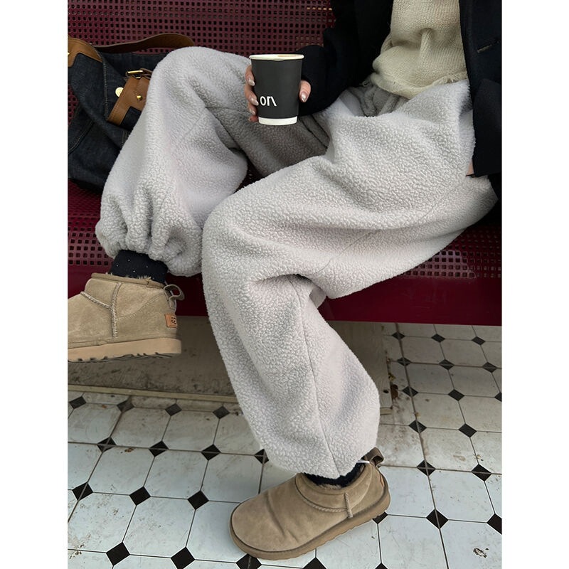 Winter Essential Fleece Pants! Women's Fleece Pants for Autumn and Winter, Wide-Leg Sweatpants, Loose Thickened Casual Pants for Women