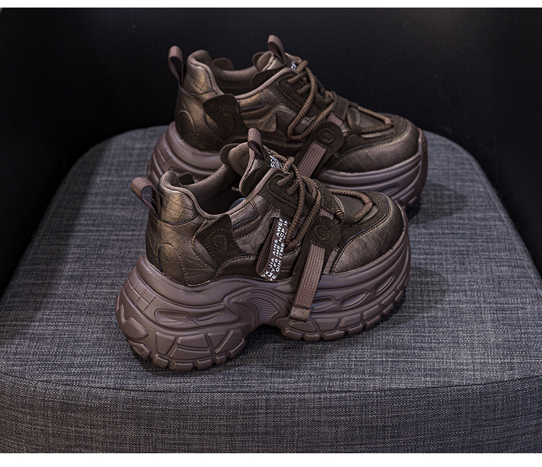 Giày sneaker nữ đế dày chunky phong cách thể thao, tăng chiều cao, phối hợp nhiều trang phục — Đen 5019, Nâu 5019, Ngọc trai 5019 chi tiết 27