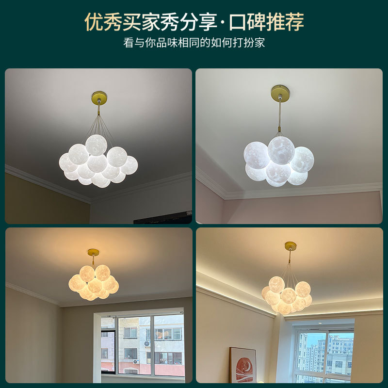Lámpara de araña Grand View Garden para sala de estar, lámpara nórdica de burbujas con forma de luna para dormitorio, lámpara colorida con forma de planeta para comedor y sala de estar, accesorios de iluminación Zhongshan 542L