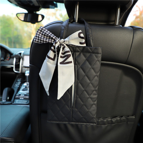 Car tissue box leather ribbon bow hanging seat back tissue box fashion goddess style car decoration supplies