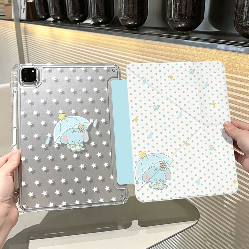 Rainy Day Little Elephant iPad 9/10Th Generation Mini7 Protective Case Apple A16 Tablet Pro 11inch Air8/7 Protective Case 5
