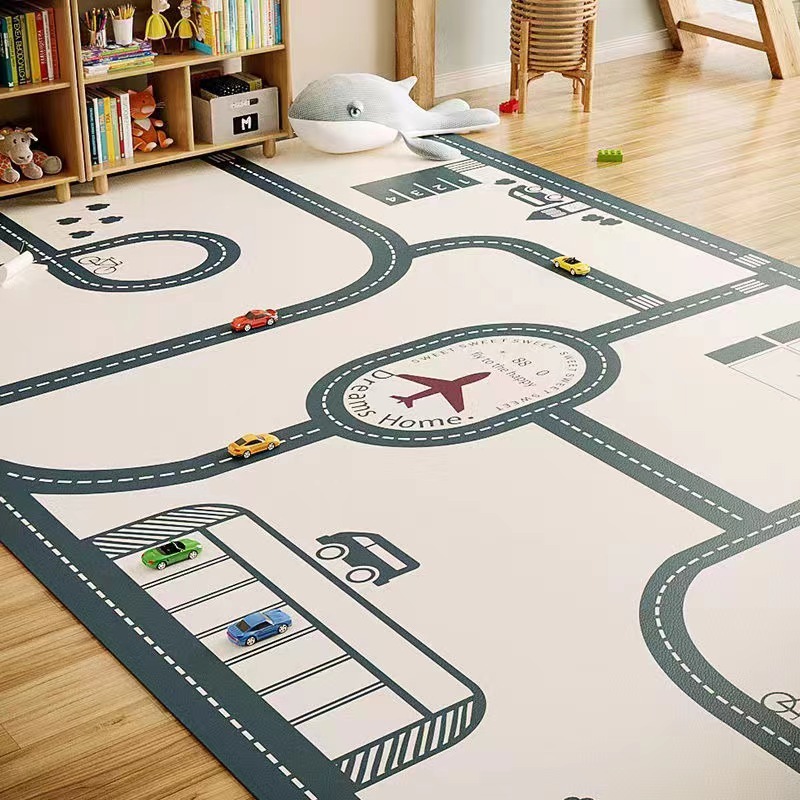 Habitación de los niños Juego de carretera estera resistente a las caídas borrable estera de arrastre de cuero impermeable plegable alfombra de los niños