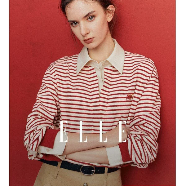 Striped Order Academy New Year Striped Sweatshirt for Women 2026 Spring New Design Loose Top