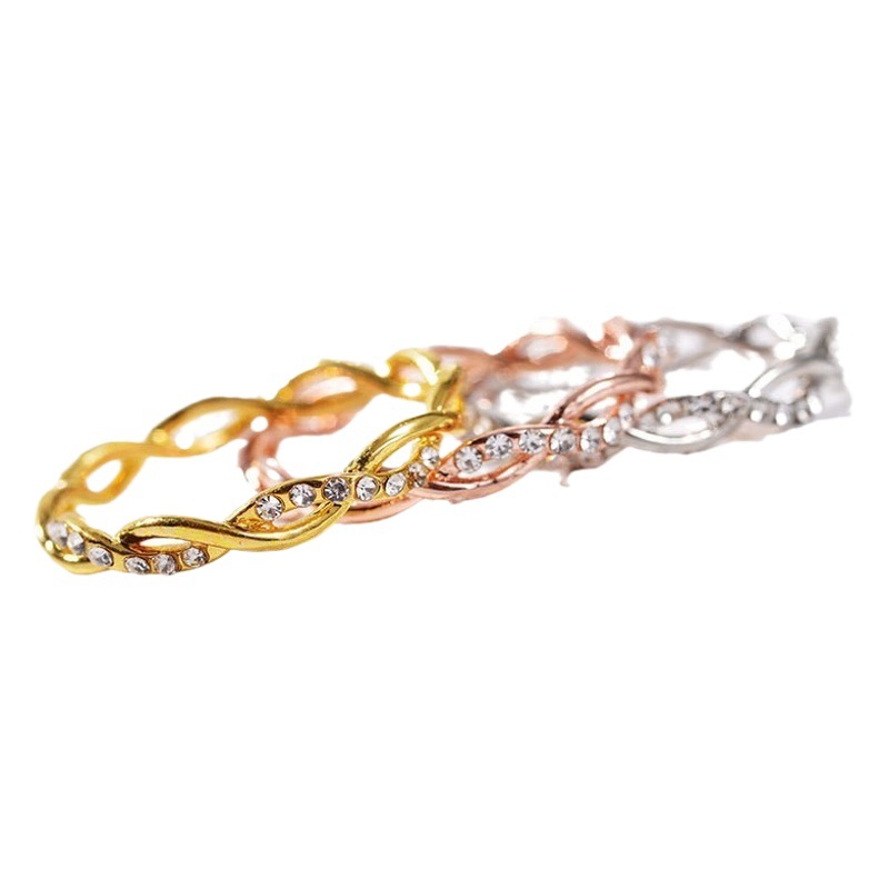 Wish New Diamond-Encrusted Twist Ring Couple Rings Simple Fashion Jewelry European and American Style High-End Women's Tail Ring