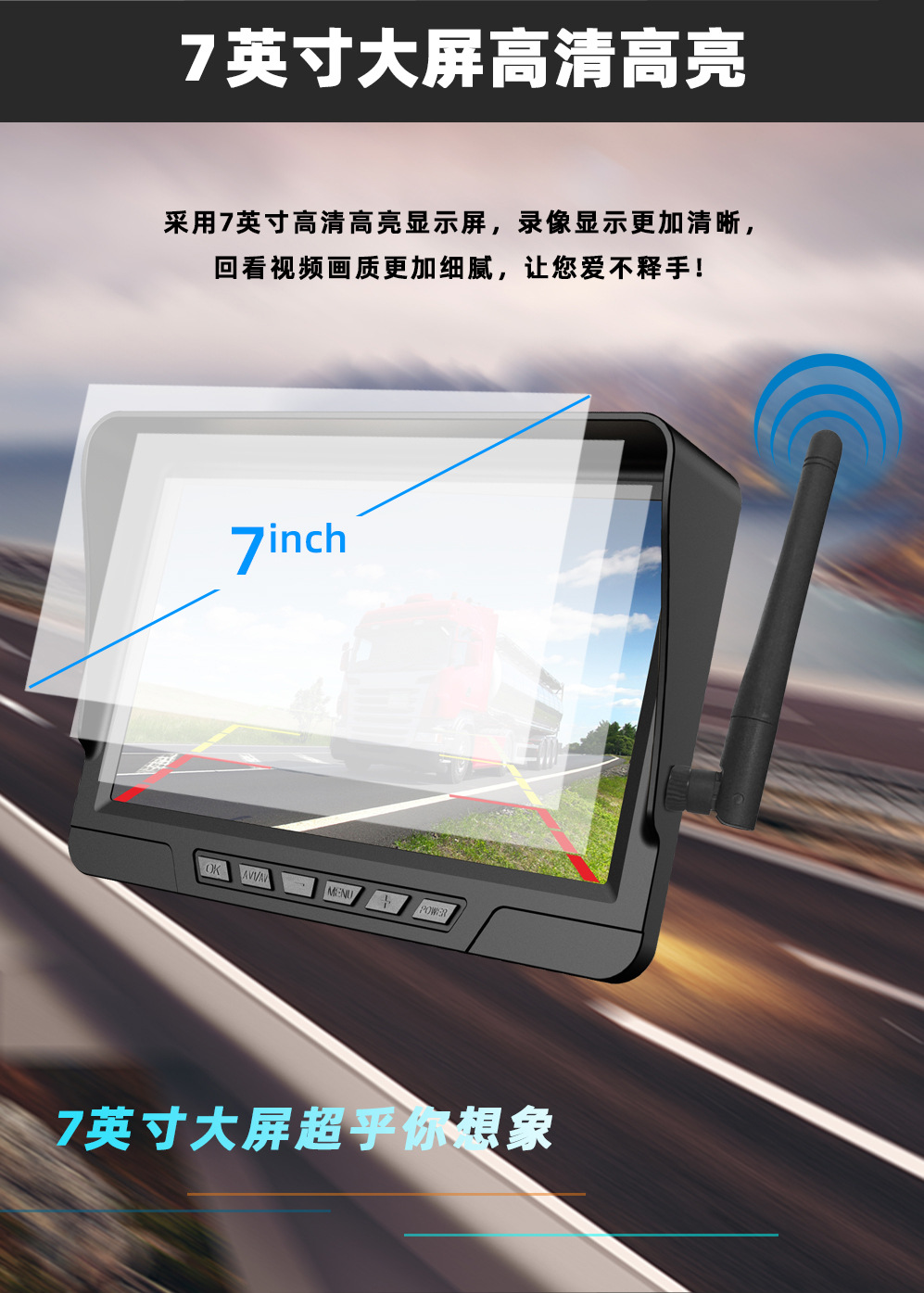 Wireless Car Monitor Backup Camera HD Night Vision Dual Recording