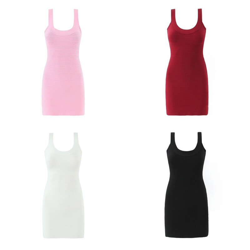 New Summer Women's Fashion French Retro Style Sleeveless Sweet Solid Color Elastic Waist Knit Mini Dress New Summer Women's Fashion French Retro Style Sleeveless Sweet Solid Color Elastic Waist Knit Mini Dress