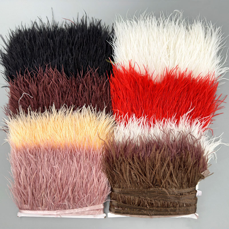 Spot 8-10 Ostrich Feather Edge Colorful Ostrich Feather Dress Performance Accessories diy Decorative Material Feather Edge