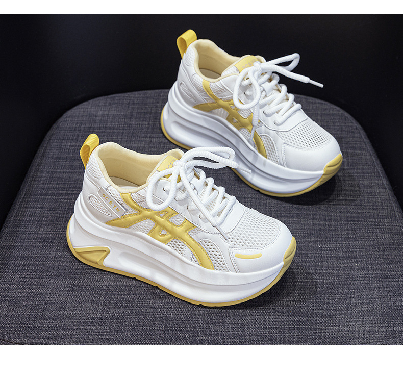 Giày sneaker nữ đế dày tăng chiều cao phong cách thể thao — M2852 be, M2852 xanh, M2852 vàng chi tiết 29
