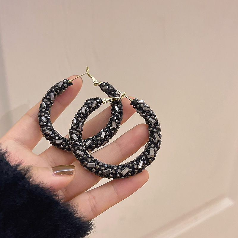 Fashion Circle Metal Inlay Zircon Womenu0027S Earrings 1 Pair