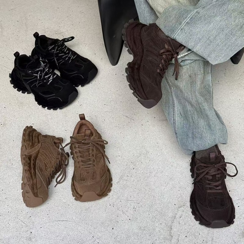 欧洲站圆头系带运动休闲鞋女反绒增高阿甘鞋复古真皮跑步鞋老爹鞋|undefined
