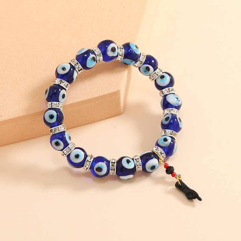 Devil's Eye Bracelet Evil Eye Turkish Blue Eye Amulet Small Hand Pendant Beaded