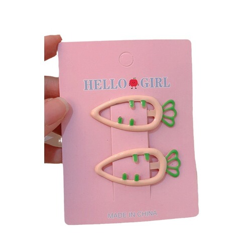 Hair clips for girls with cartoon dopamine, cute carrot-shaped, suitable for children, bangs with frizzy hair clips, hair accessories that do not damage hair